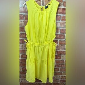 Gap Side-Tie Cutout Mini Dress bright lemon yellow szL